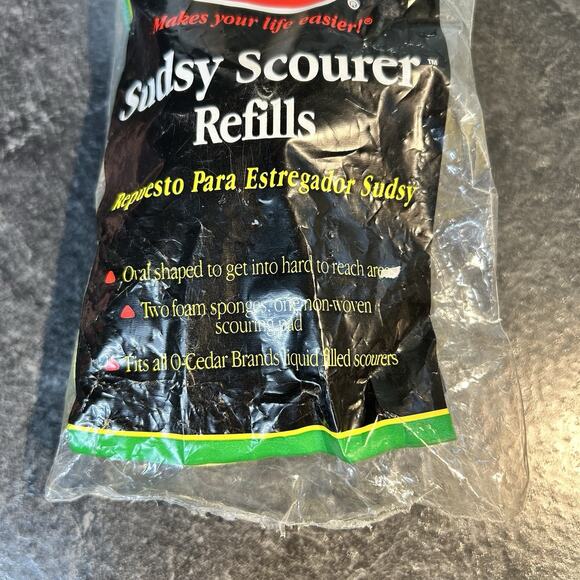 2001 O Cedar Sudsy Scourer Scrubber Sponge Refill Pack Of‎ 3 NOS - Picture 2 of 6